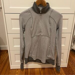 Lululemon Runderful 1/2 Zip Mini Check Pique White Heathered Slate Women's Sz 6